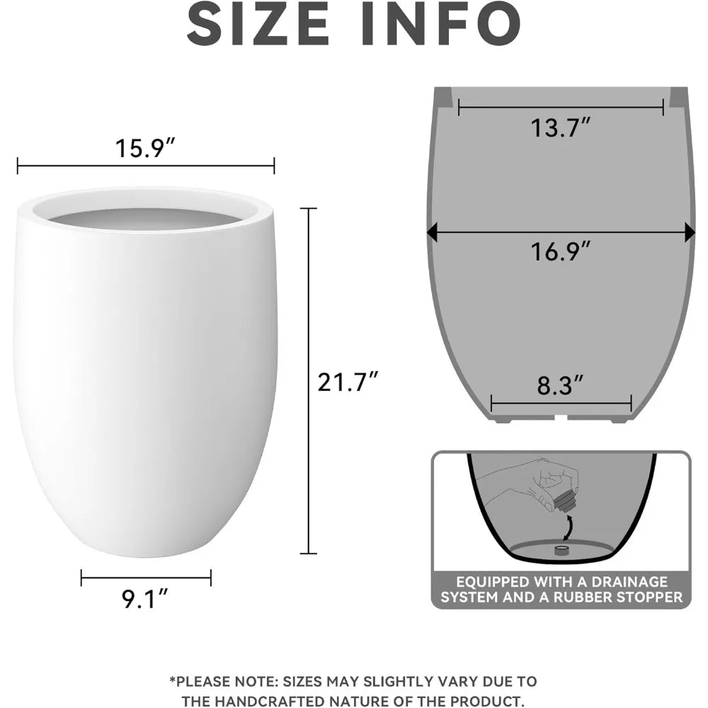 Kante Concrete PlanterPot With DrainageHole RubberPlug OutdoorWeatherproof Indoor Durable