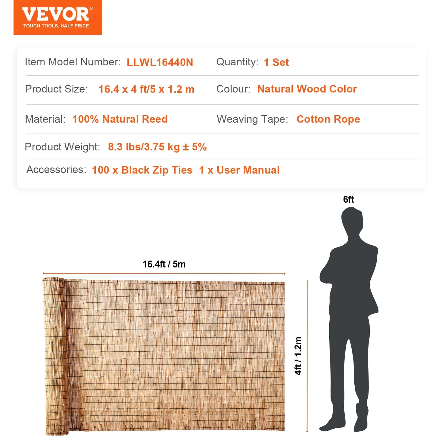 SucceBuy Natural Reed Fencing For Outdoor Balcony Patio Privacy Fence Divider Decorative Roll