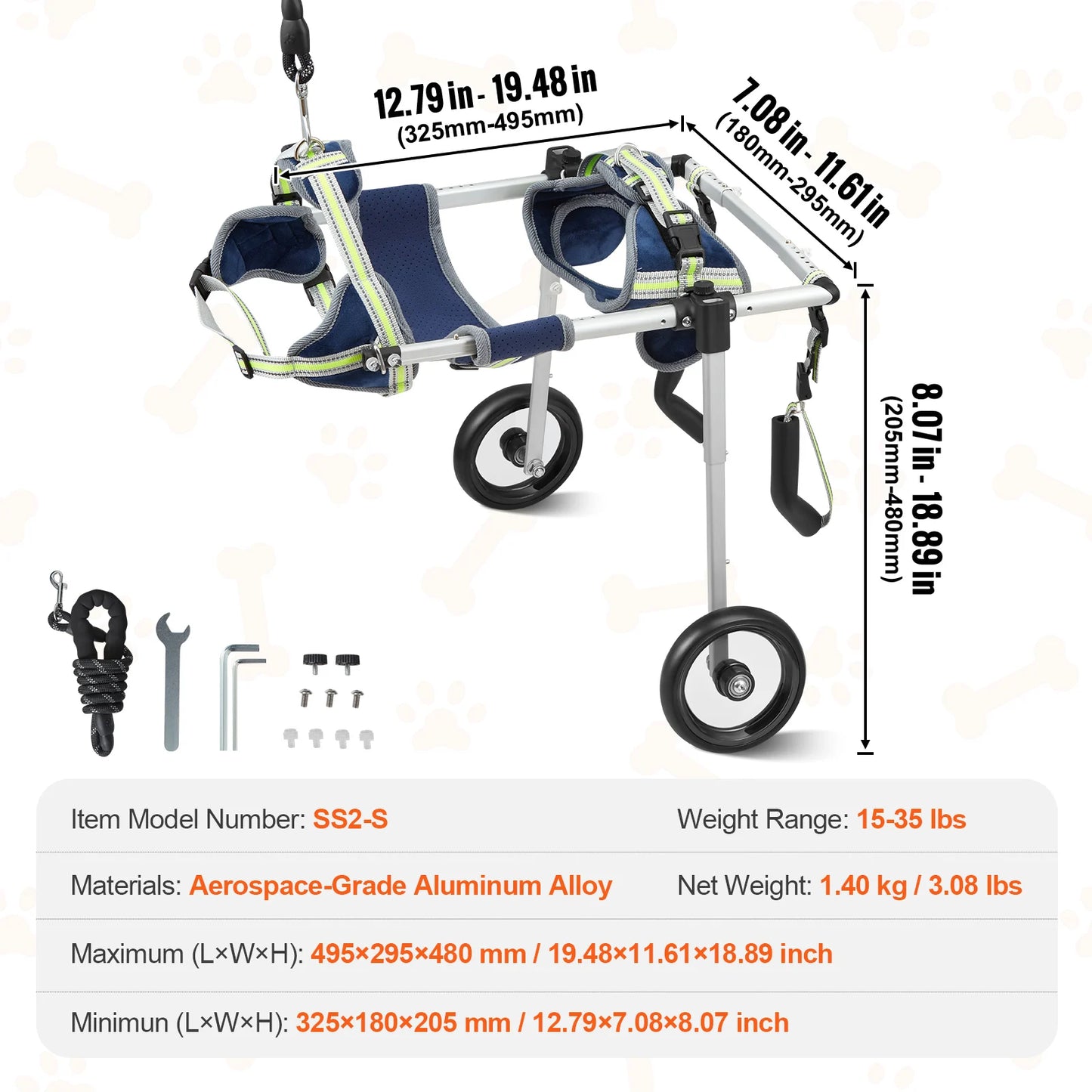 Hign-concerned SucceBuy 2 Wheels Dog Wheelchair For Back Legs