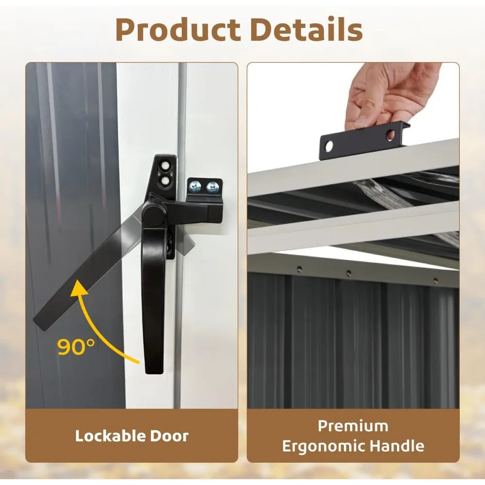 Outdoor Trash Can Storage Shed For Three Galvanized Steel Cans With Lockable Door And Weather Resistant Cover