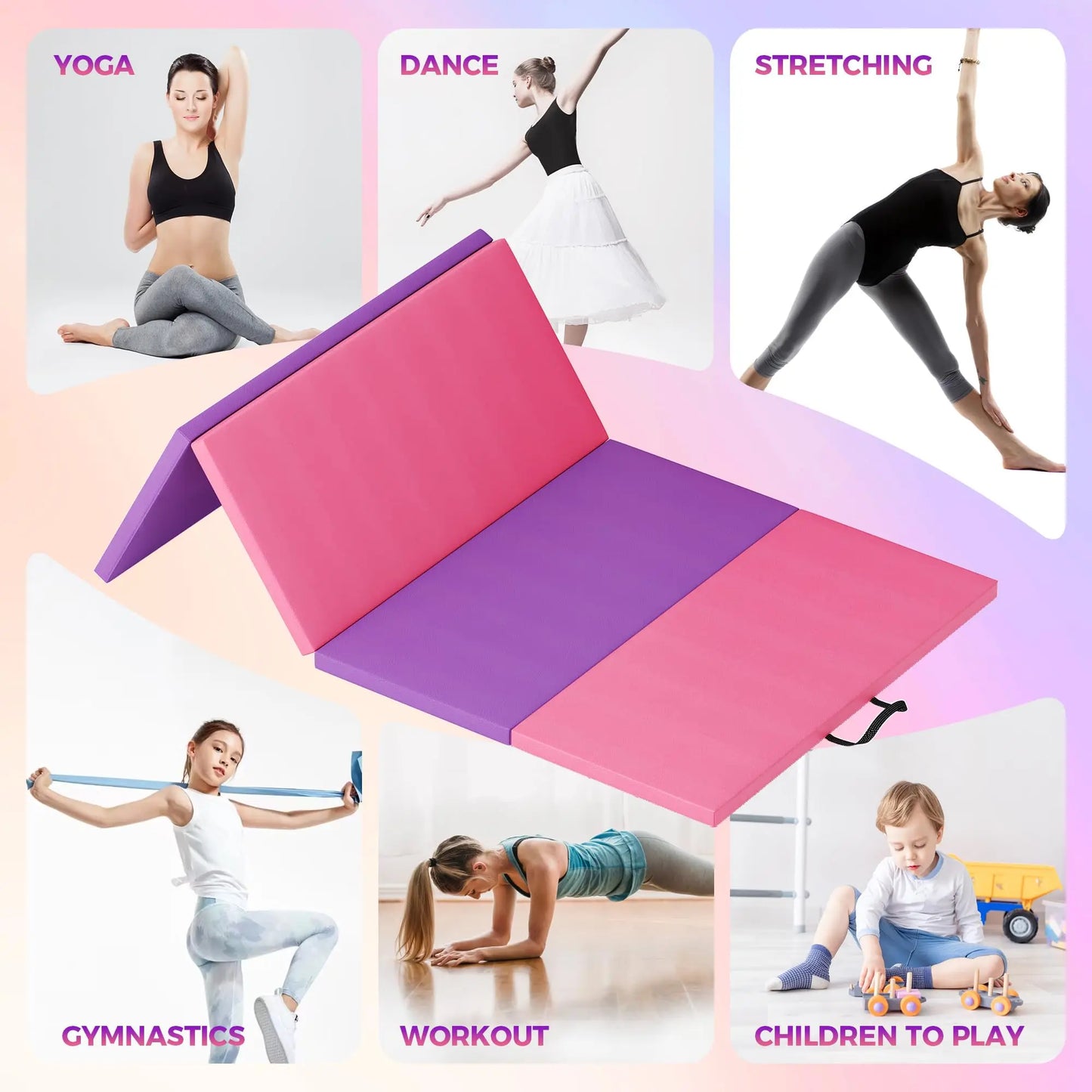 Hign-concerned Folding Gymnastics Mat for Exercise, Yoga and Pilates