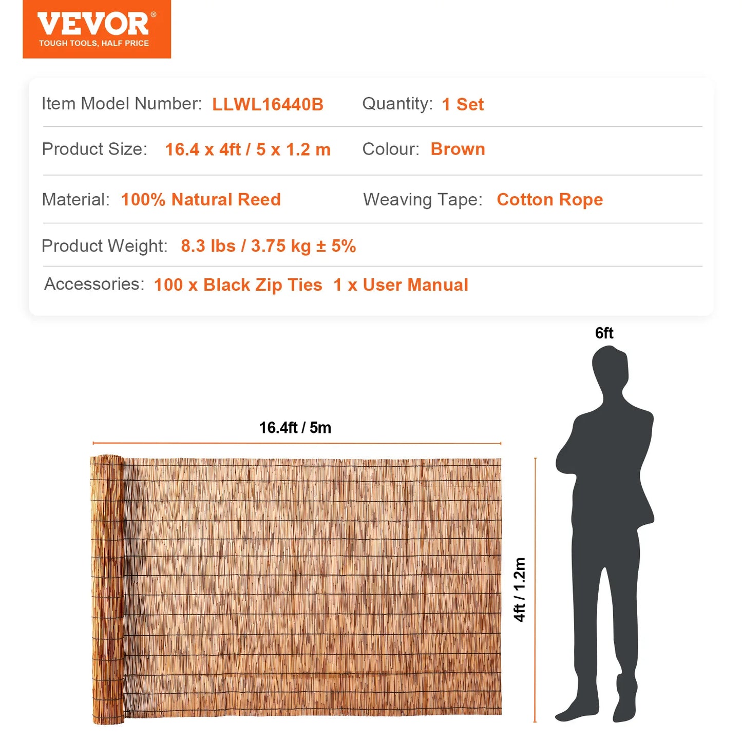 SucceBuy Natural Reed Fencing Roll OutdoorGardenPatio PrivacyScreen DividerPieceEnhancer