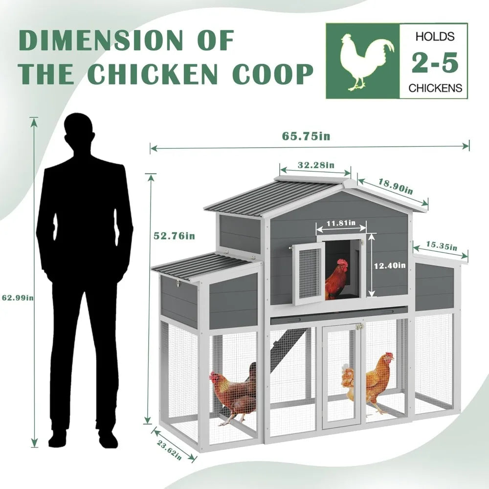 Wooden Chicken Coop for Outdoor Run With Nest Boxes