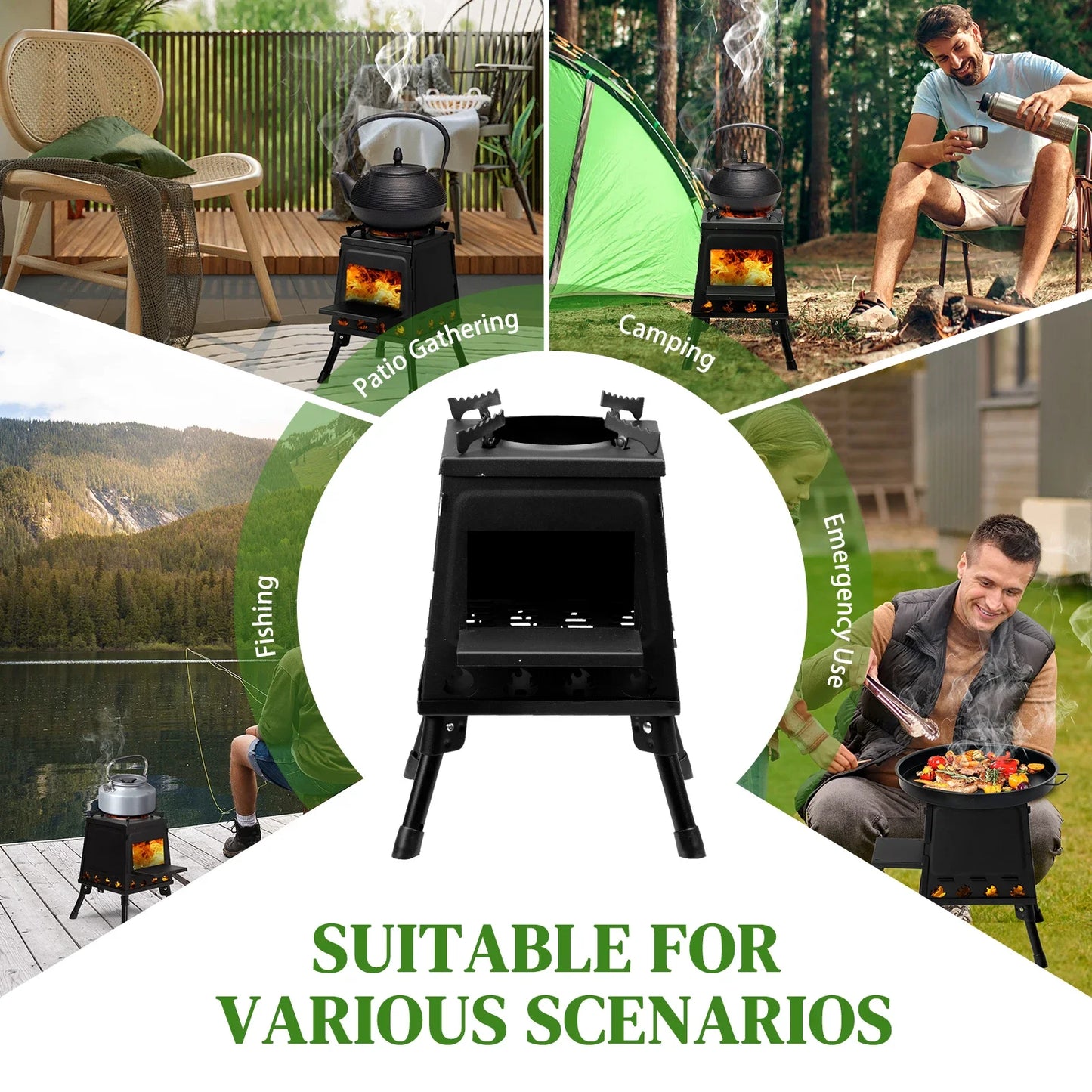 Portable Wood Camping Stove For Outdoor Cooking