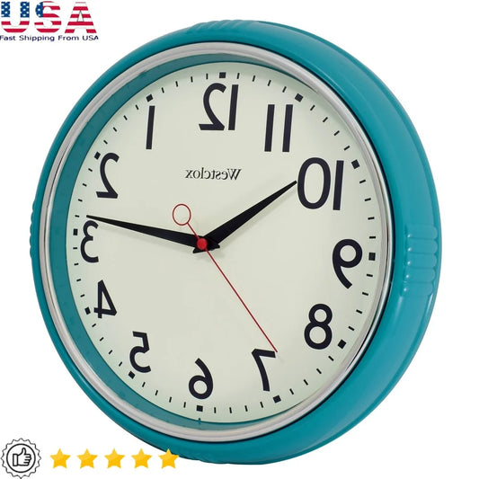 Retro Analog Quartz Wall Clock With Easy To Read Dial Quiet Movement And Vintage Home Decor