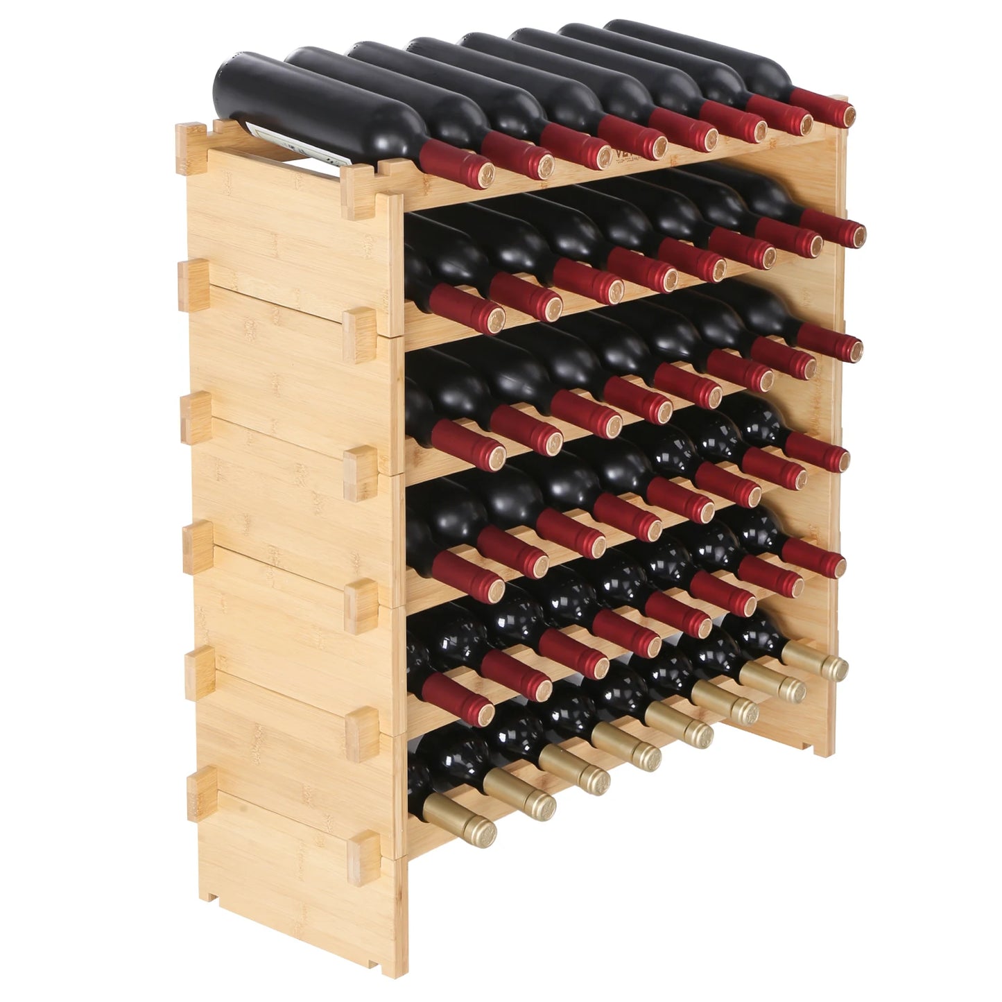 SucceBuy 8 Tier Stackable Bamboo Wine Rack Free Standing