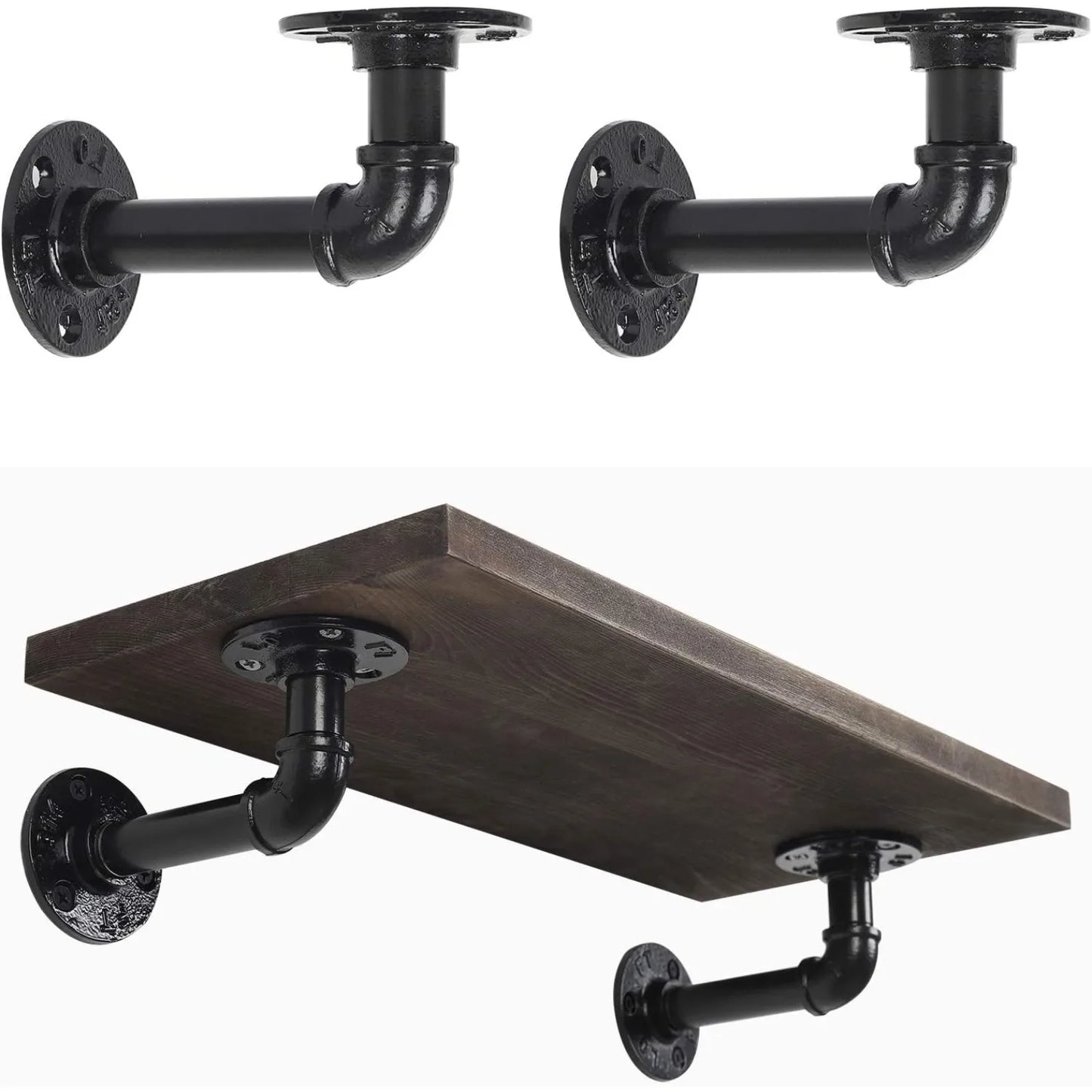 Hign-concerned Chemical Industrial Iron Pipe Shelf Brackets 4-Pack Heavy Duty Wall Mount