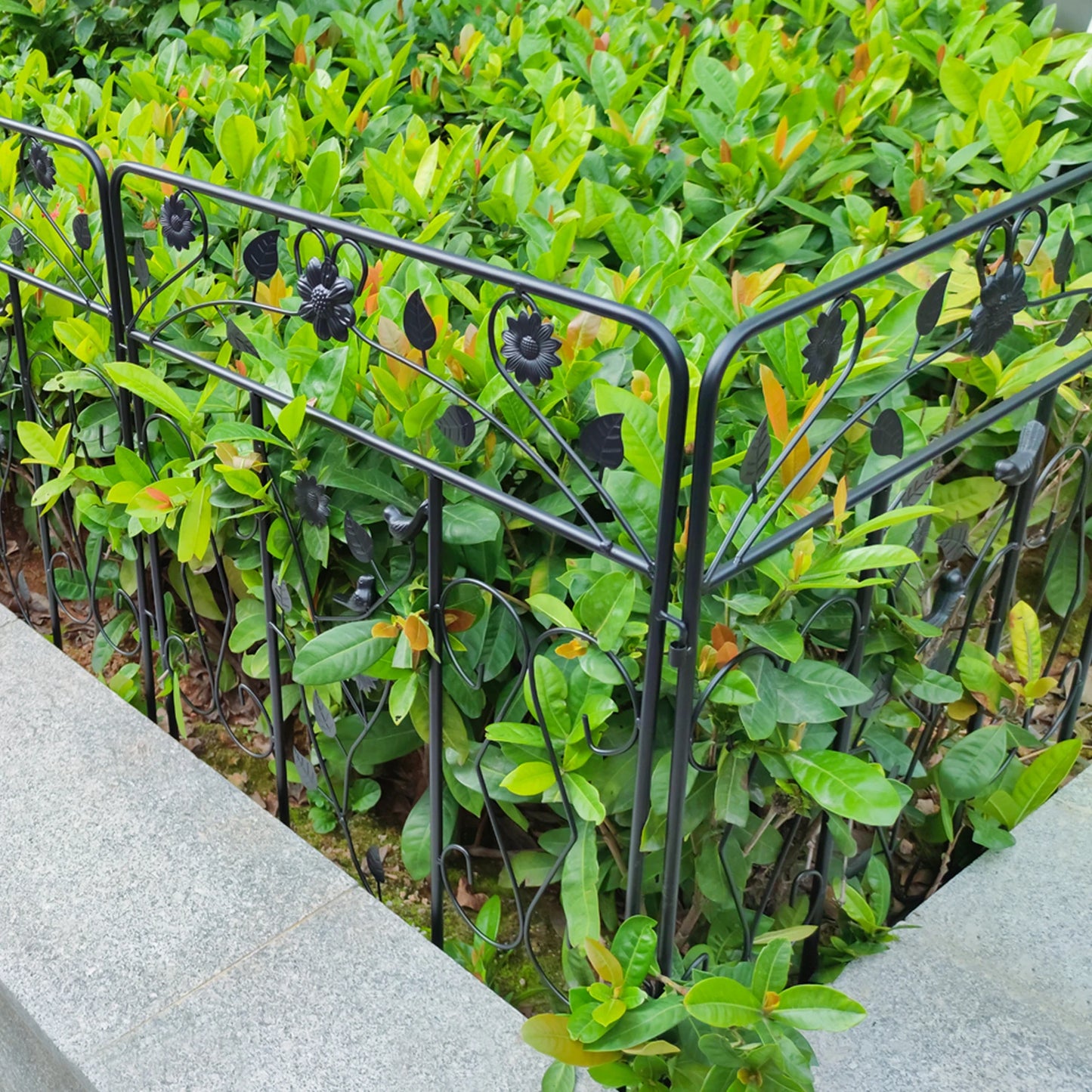 5 Pack Black Coated Steel Decorative Garden Fence Panels 32 By 24 Inch Metal Border Folding Fence