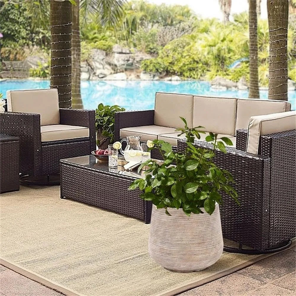 Dia Round Planters With Drainage Holes Distressed Concrete