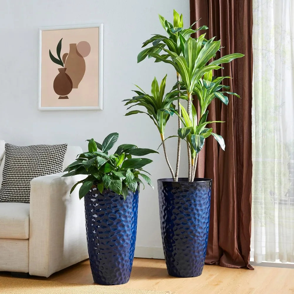JIAOYING Tall Planter TwoPack HoneycombTextured WeatherproofUVProtected Modern Outdoor