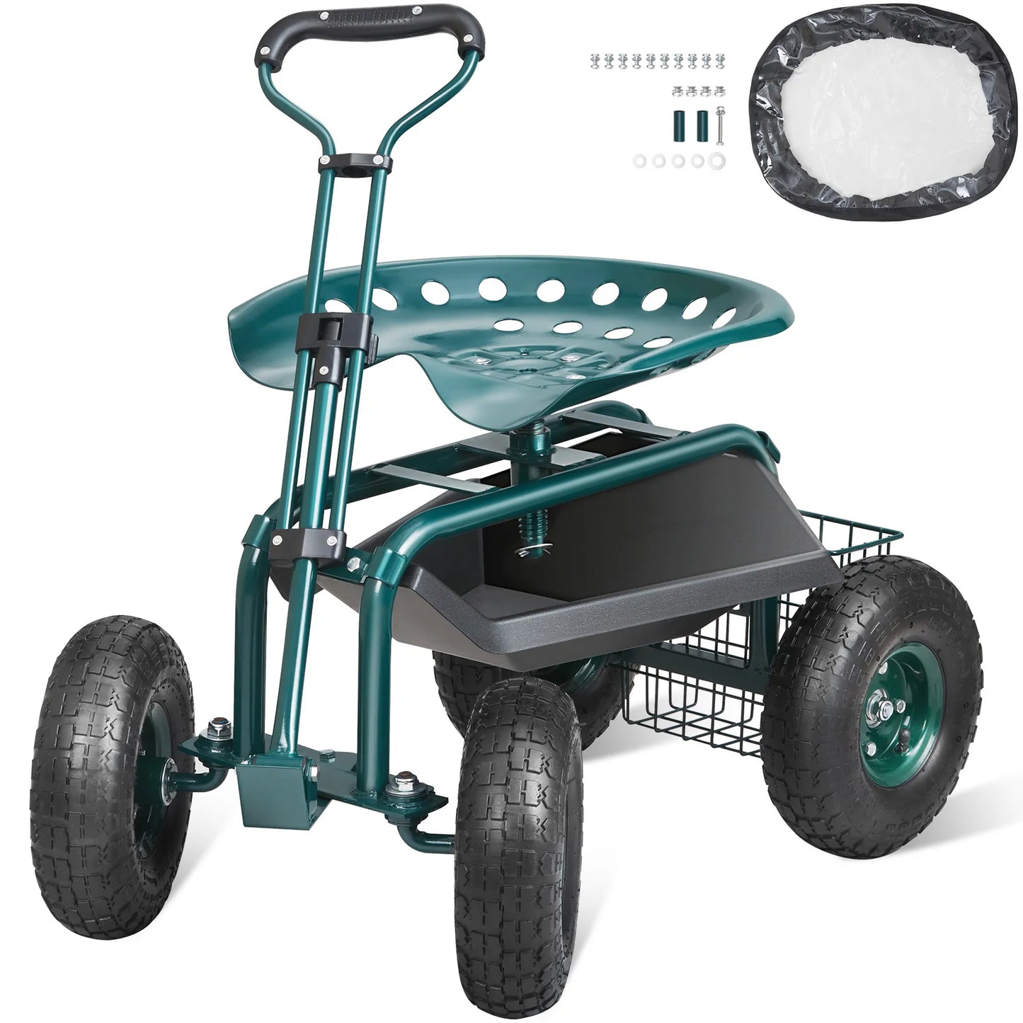 VEVOR Garden Cart Rolling Workseat With Wheels For Planting