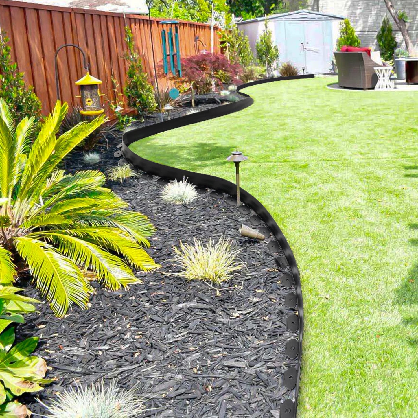 Feature Flexible Garden Edging Border Kit With Anchoring Spikes