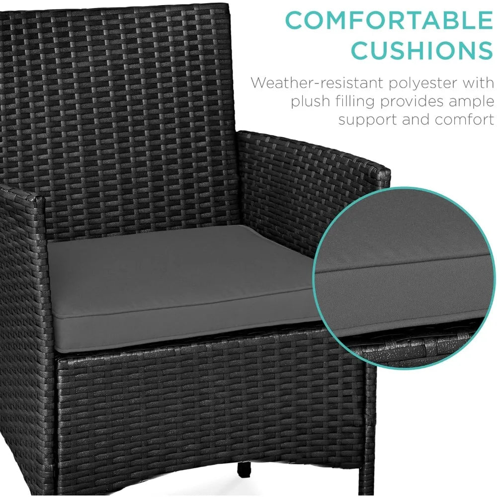 ANGDUO Premium WeatherResistant Outdoor Wicker Conversation Bistro Set With SideTable