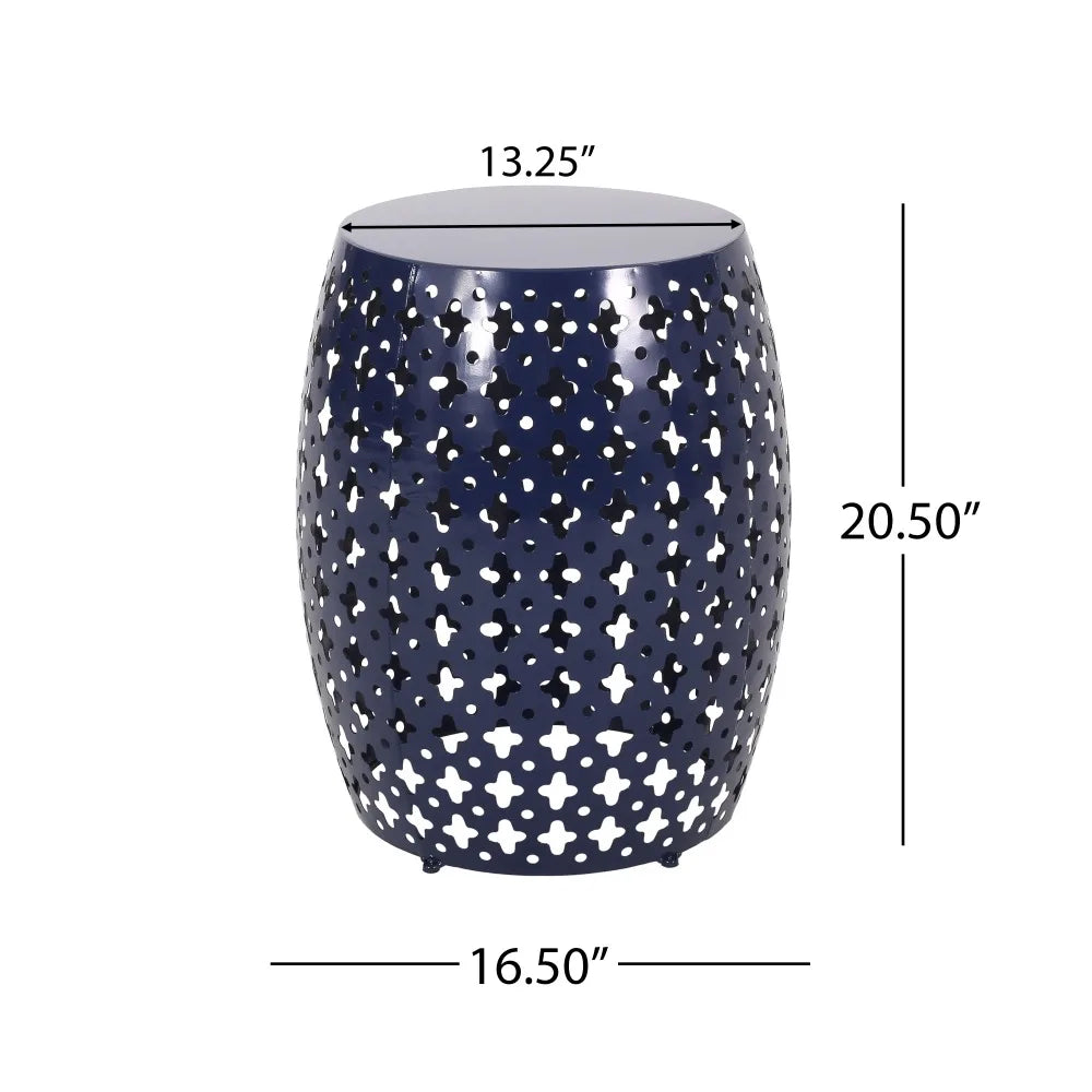 Hign-concerned Metal EndTable Outdoor Furniture With Modern Barrel Architectural Design