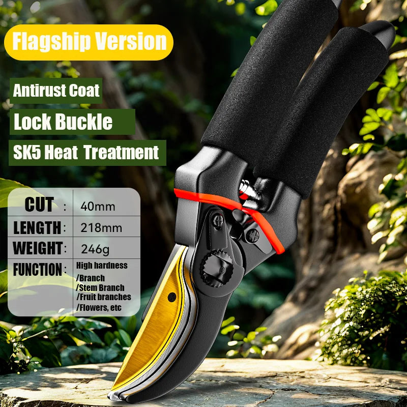 Garden Hand Pruners With SK5 Steel Blades Bypass Pruner