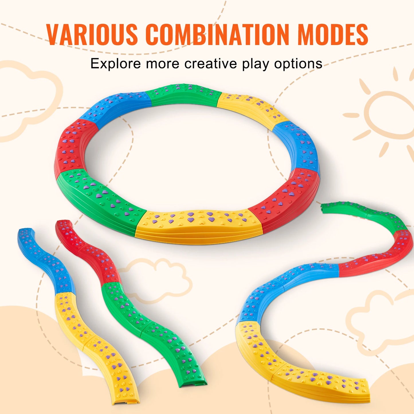 SucceBuy Kids Balance Beam Toddler Stepping Stones Non Slip Outdoor
