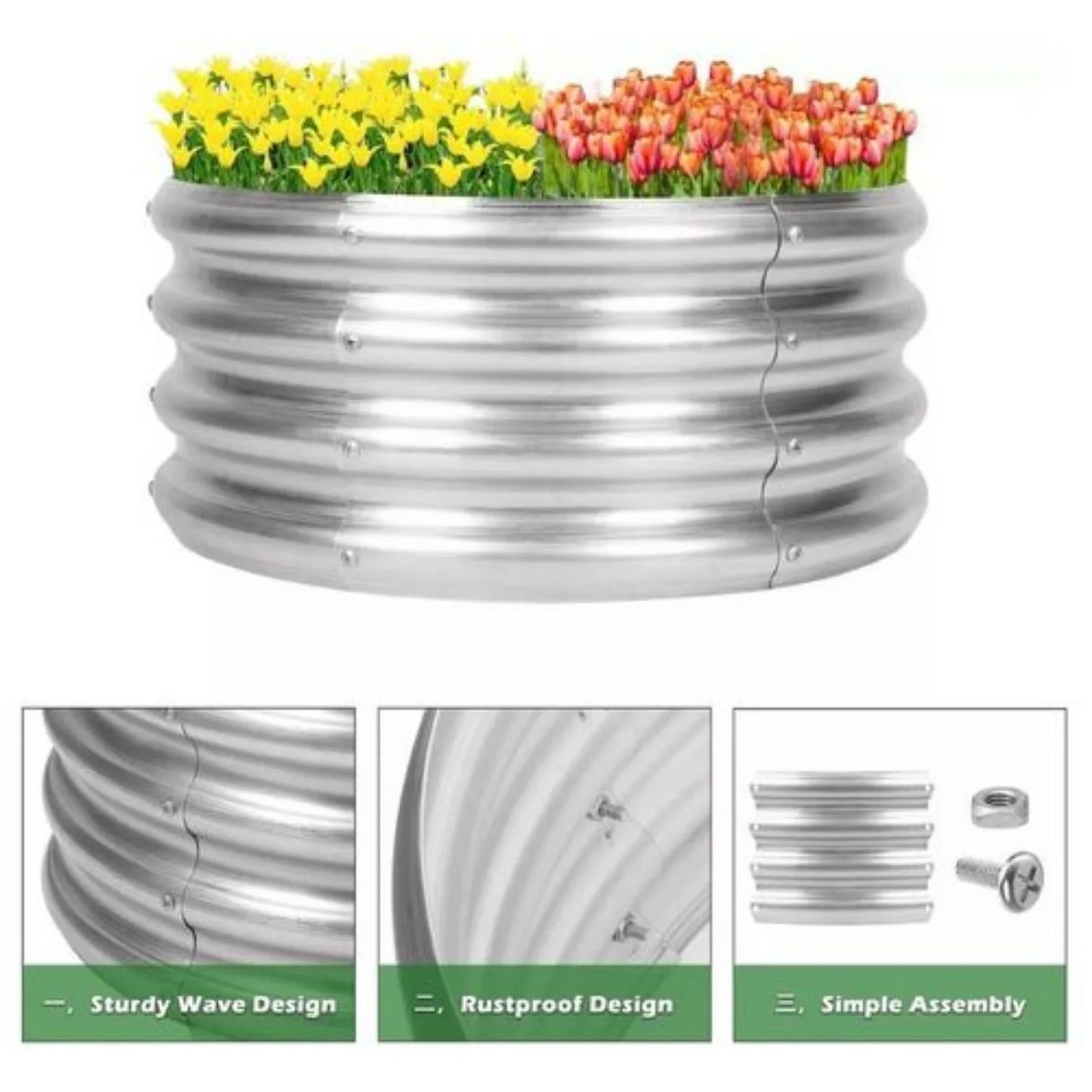 Hign-concerned Galvanized Raised Garden Bed Kit for Vegetables and Herbs