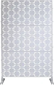 Metal Privacy Screen 76 Inch High 48 Inch Wide Decorative Freestanding Outdoor Divider With Stand Panels