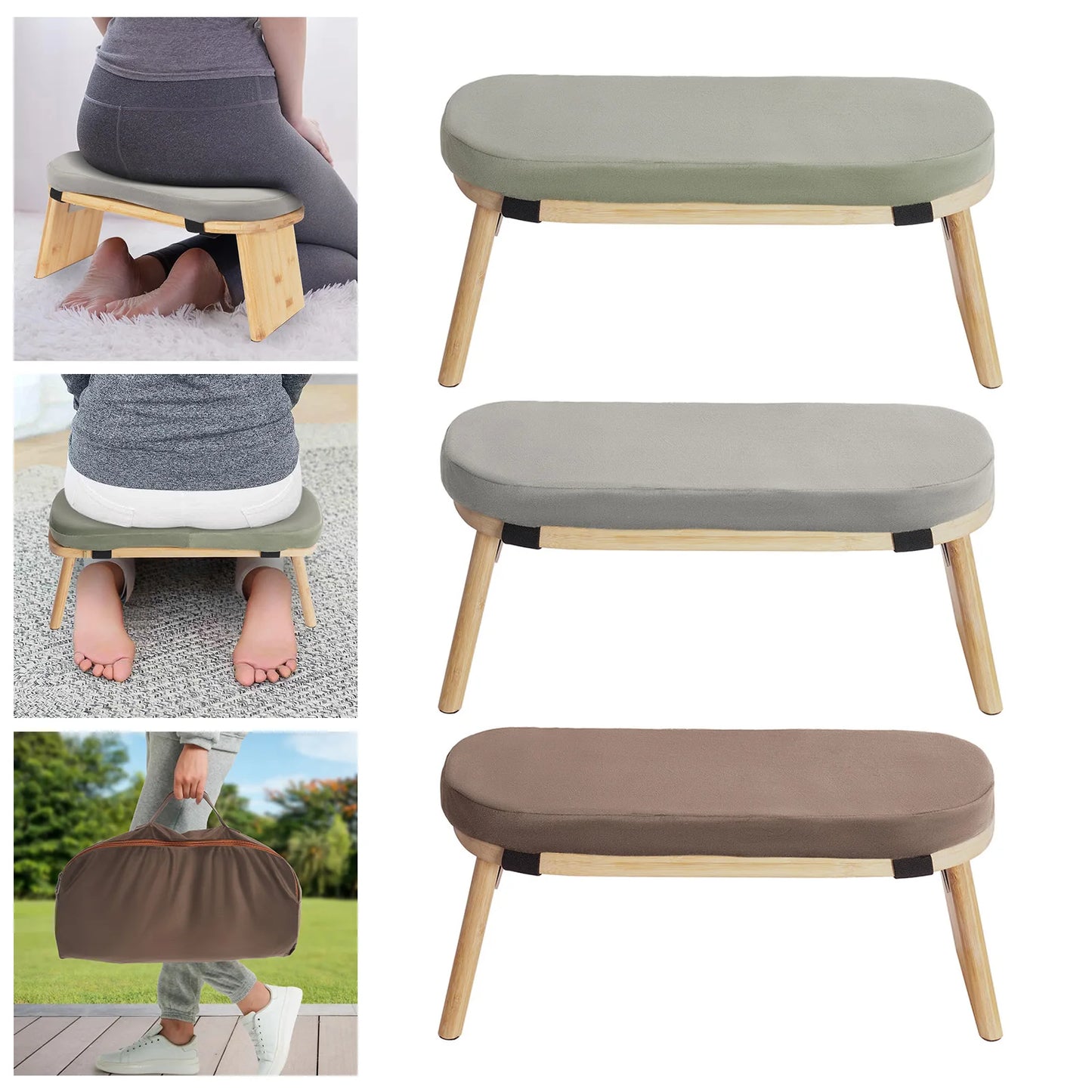 Bymaocar Foldable Ergonomic Meditation Bench Kneeling Stool