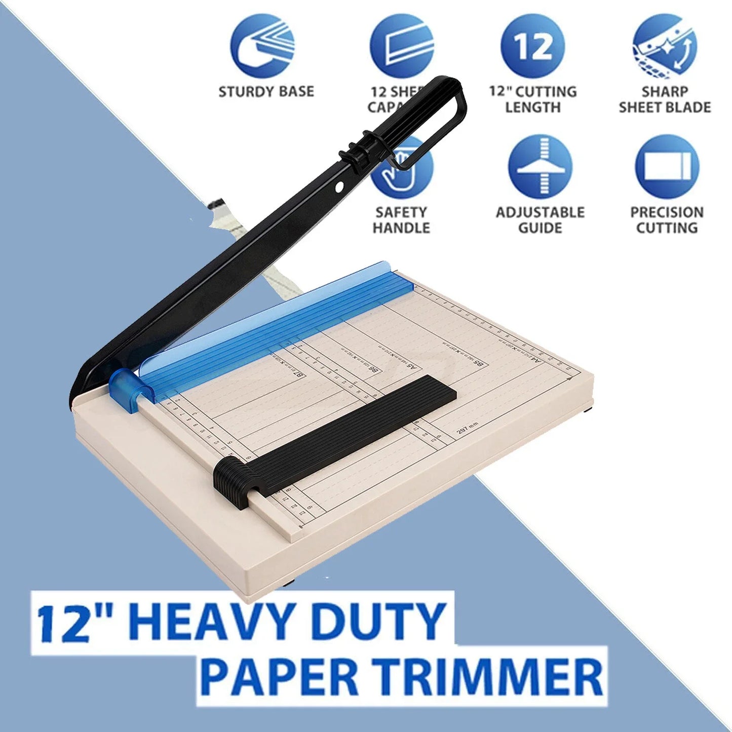 A4 To B7 Paper Cutter Tool 12 Inch Manual Multi Function Metal Blade Trimming Knife For Office And Crafting