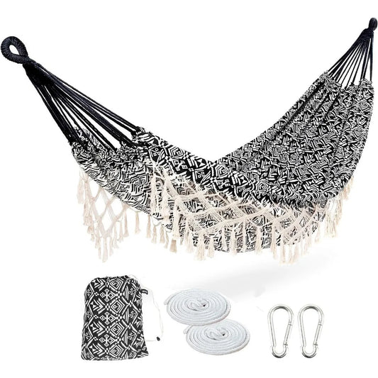 General Portable Brazilian Tree Hammock With Tassel And Carry Bag For Outdoor Bedroom Garden Backyard Patio Cotton