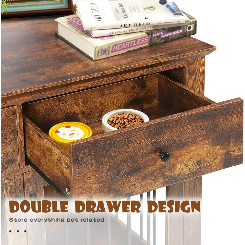 HUANZHUANG PremiumDurableIndustrial Wooden Dog Crate End Table With Lockable Drawers
