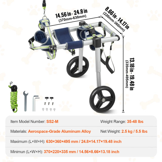 Hign-concerned SucceBuy 2 Wheels Dog Wheelchair For Back Legs