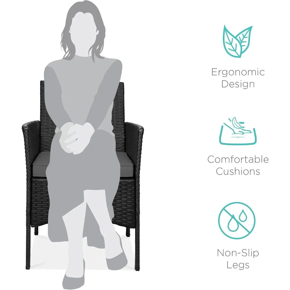 ANGDUO Premium WeatherResistant Outdoor Wicker Conversation Bistro Set With SideTable