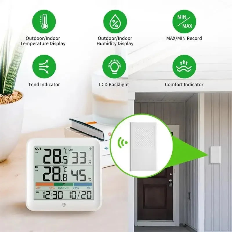 NOKLEAD Weather Station Indoor Outdoor Wireless Thermometer Hygrometer