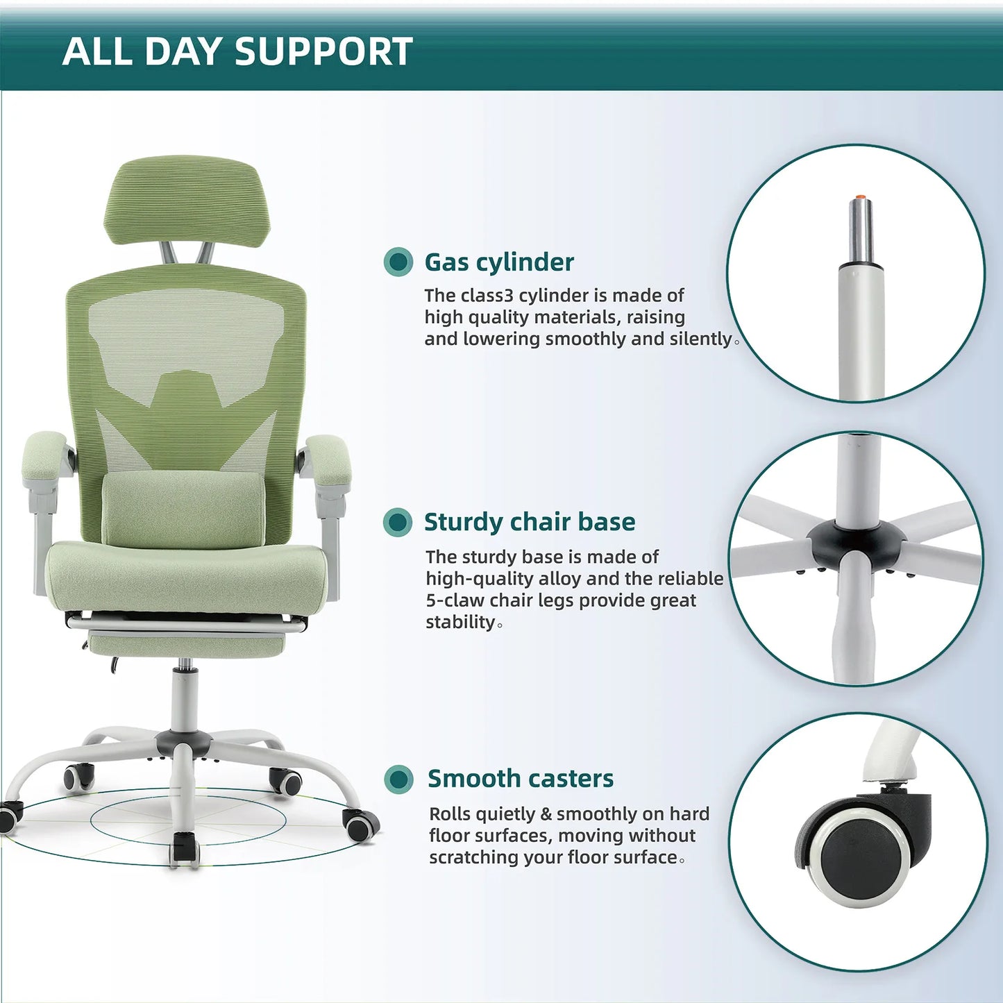 JHK Ergonomic Reclining High Back Mesh Chair with Swivel LumbarSupportPillowProPlus