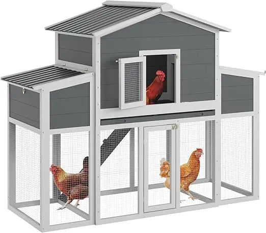 Wooden Chicken Coop for Outdoor Run With Nest Boxes