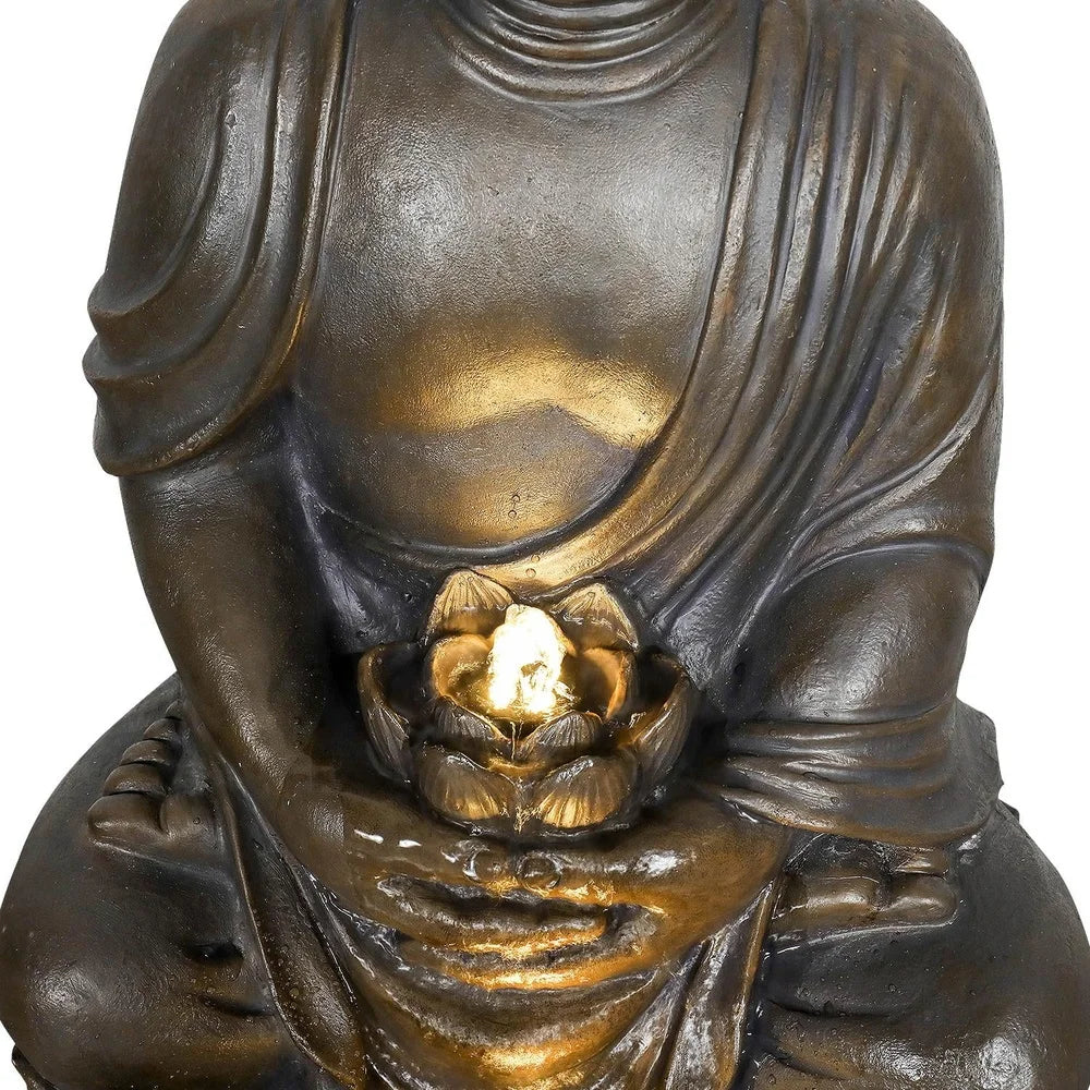 High-concerned Buddha Outdoor Water Fountain With LED Illuminated ZenGarden Lights
