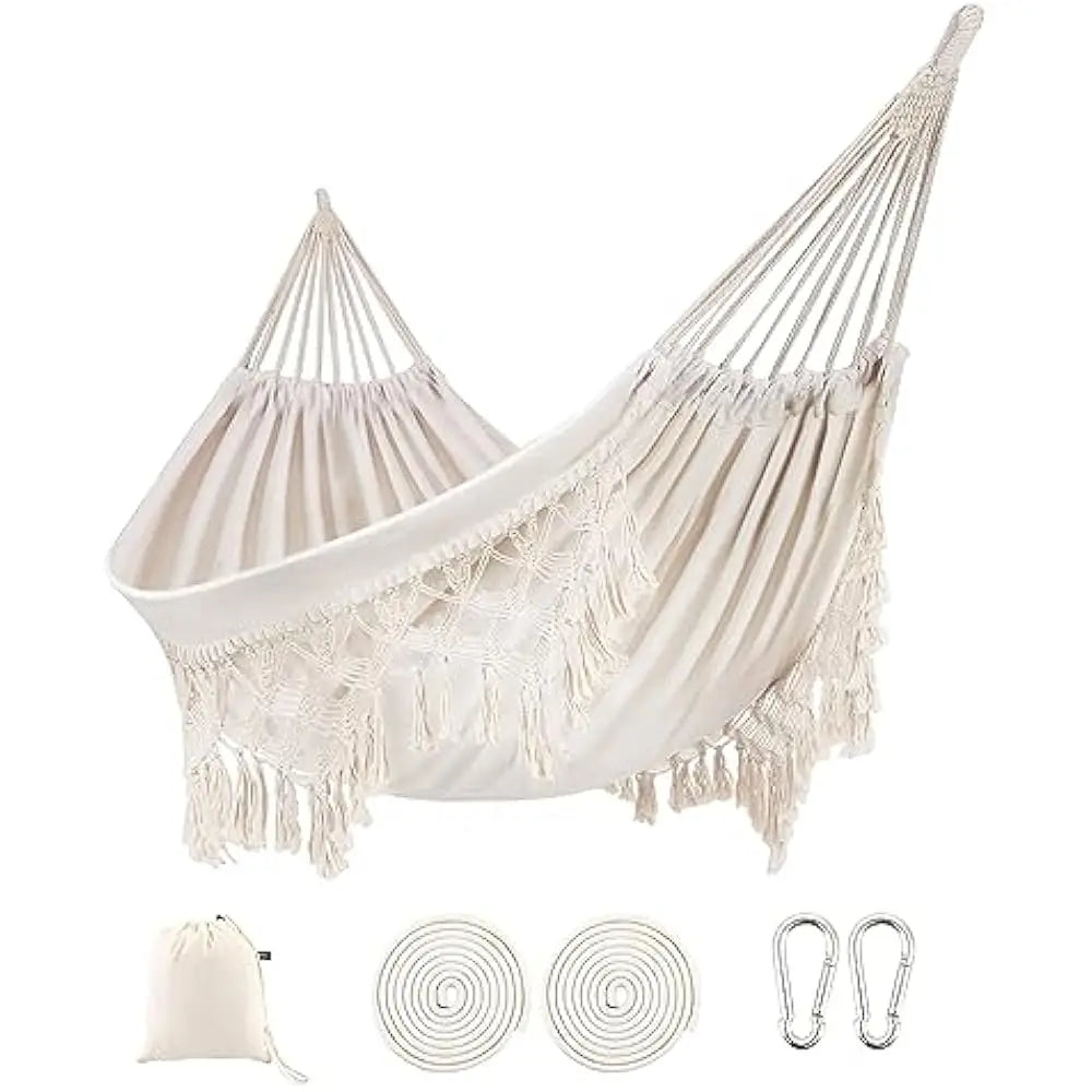 General Portable Brazilian Tree Hammock With Tassel And Carry Bag For Outdoor Bedroom Garden Backyard Patio Cotton