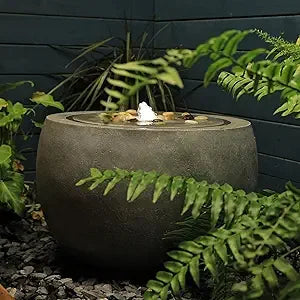 Tankana Garden Water Fountain Outdoor Round Bubbler Water Feature With Lights And Pump