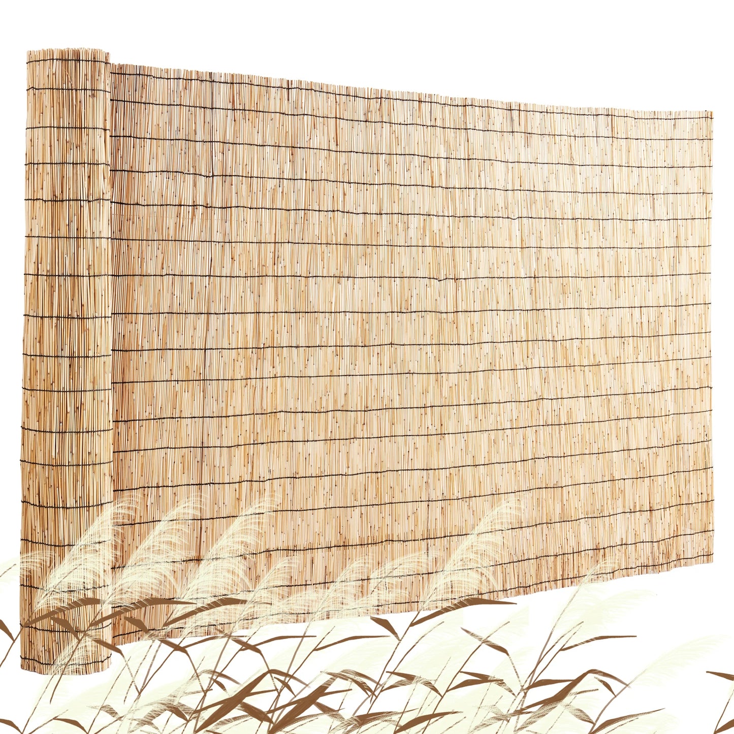 SucceBuy Natural Reed Fencing For Outdoor Balcony Patio Privacy Fence Divider Decorative Roll